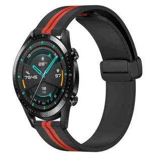 For Huawei Watch GT2 42mm 20mm Folding Magnetic Clasp Silicone Watch Band(Black+Red)