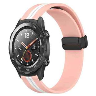 For Huawei Watch 2 20mm Folding Magnetic Clasp Silicone Watch Band(Pink+White)