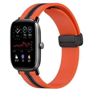 For Amazfit GTS 2 Mini 20mm Folding Magnetic Clasp Silicone Watch Band(Orange+Black)