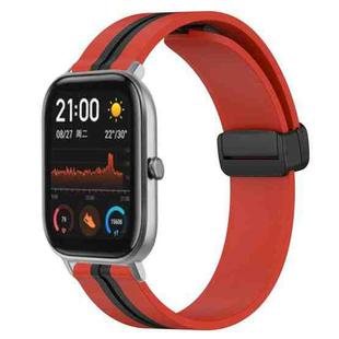 For Amazfit GTS 20mm Folding Magnetic Clasp Silicone Watch Band(Red+Black)