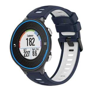 For Garmin Forerunner 620 Two-Color Silicone Watch Band(Midnight Blue + White)