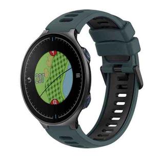 For Garmin Approach S5 Two-Color Silicone Watch Band(Olive Green + Black)