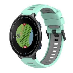For Garmin Approach S5 Two-Color Silicone Watch Band(Teal+Grey)