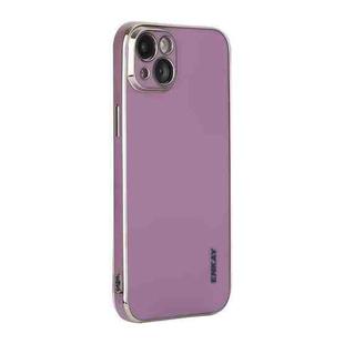 For iPhone 14 ENKAY Hat-Prince Precise Hole Electroplated TPU Shockproof Phone Case(Purple)