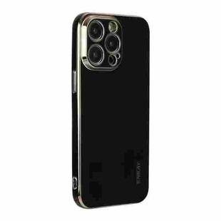 For iPhone 14 Pro ENKAY Hat-Prince Precise Hole Electroplated TPU Shockproof Phone Case(Black)