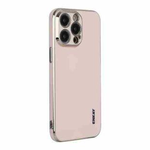 For iPhone 14 Pro ENKAY Hat-Prince Precise Hole Electroplated TPU Shockproof Phone Case(Pink)