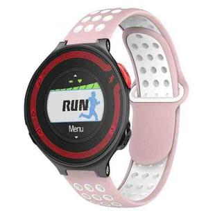 For Garmin Forerunner 220 Two-Color Punched Breathable Silicone Watch Band(Pink+White)