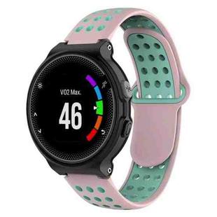 For Garmin Forerunner 230 Two-Color Punched Breathable Silicone Watch Band(Pink+Teal)