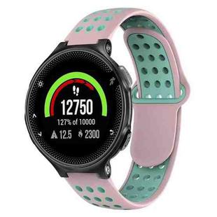 For Garmin Forerunner 235 Two-Color Punched Breathable Silicone Watch Band(Pink+Teal)