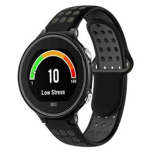 For Garmin Forerunner 630 Two-Color Punched Breathable Silicone Watch Band(Black+Grey)