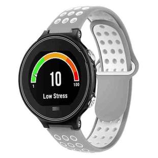 For Garmin Forerunner 630 Two-Color Punched Breathable Silicone Watch Band(Grey+White)