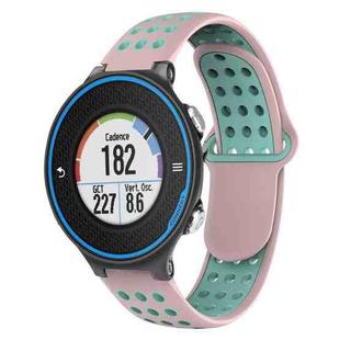 For Garmin Forerunner 620 Two-Color Punched Breathable Silicone Watch Band(Pink+Teal)