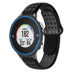 For Garmin Forerunner 620 Two-Color Punched Breathable Silicone Watch Band(Black+Grey)