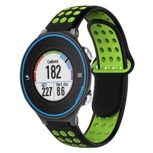 For Garmin Forerunner 620 Two-Color Punched Breathable Silicone Watch Band(Black+Green)