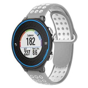 For Garmin Forerunner 620 Two-Color Punched Breathable Silicone Watch Band(Grey+White)