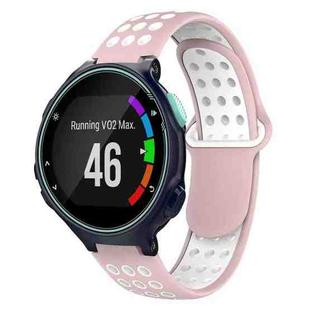 For Garmin Forerunner 735 / 735XT Two-Color Punched Breathable Silicone Watch Band(Pink+White)