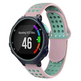 For Garmin Forerunner 735 / 735XT Two-Color Punched Breathable Silicone Watch Band(Pink+Teal)
