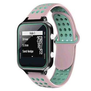 For Garmin Approach S20 Two-Color Punched Breathable Silicone Watch Band(Pink+Teal)