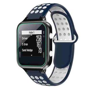 For Garmin Approach S20 Two-Color Punched Breathable Silicone Watch Band(Midnight Blue + White)