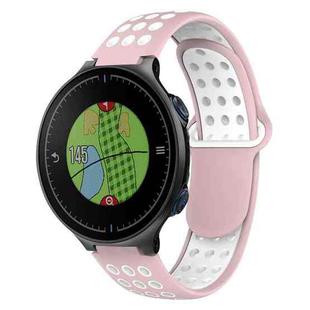 For Garmin Approach S5 Two-Color Punched Breathable Silicone Watch Band(Pink+White)