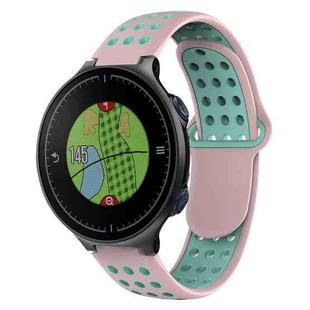 For Garmin Approach S5 Two-Color Punched Breathable Silicone Watch Band(Pink+Teal)