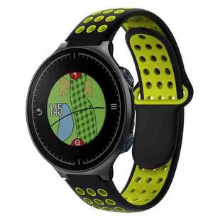 For Garmin Approach S5 Two-Color Punched Breathable Silicone Watch Band(Black+Yellow)