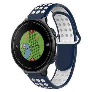 For Garmin Approach S5 Two-Color Punched Breathable Silicone Watch Band(Midnight Blue + White)