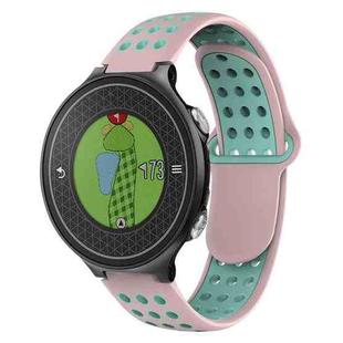 For Garmin Approach S6 Two-Color Punched Breathable Silicone Watch Band(Pink+Teal)