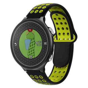 For Garmin Approach S6 Two-Color Punched Breathable Silicone Watch Band(Black+Yellow)