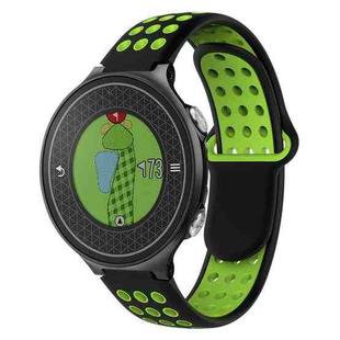 For Garmin Approach S6 Two-Color Punched Breathable Silicone Watch Band(Black+Green)