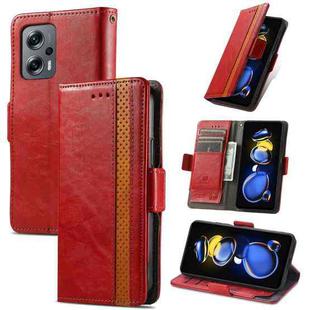 For Xiaomi Redmi Note 11T CaseNeoSplicing Dual Magnetic Buckle Leather Phone Case(Red)