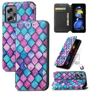 For  Xiaomi Redmi Note 11T CaseNeo Colorful Magnetic Leather Phone Case(Purple Scales)