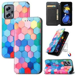 For  Xiaomi Redmi Note 11T CaseNeo Colorful Magnetic Leather Phone Case(Colorful Cube)