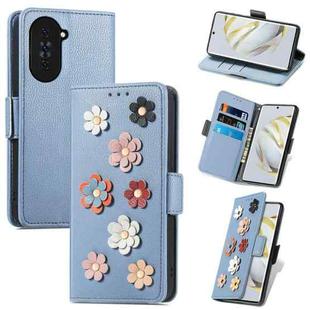 For Huawei Nova 10 Stereoscopic Flowers Leather Phone Case(Blue)