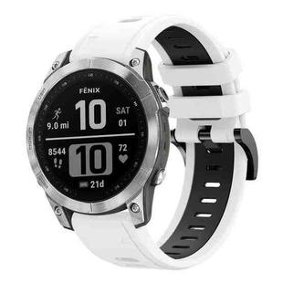 For Garmin Fenix 7 22mm Two-Color Sports Silicone Watch Band(White+Black)