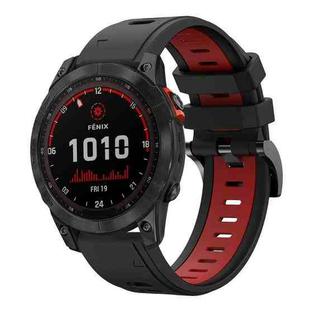 For Garmin Fenix 7 Solar 22mm Two-Color Sports Silicone Watch Band(Black+Red)