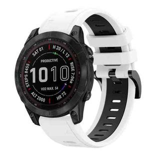 For Garmin Fenix 7 Sapphire Solar 22mm Two-Color Sports Silicone Watch Band(White+Black)