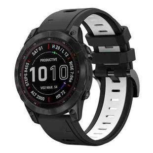 For Garmin Fenix 7 Sapphire Solar 22mm Two-Color Sports Silicone Watch Band(Black+White)