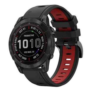 For Garmin Fenix 7 Sapphire Solar 22mm Two-Color Sports Silicone Watch Band(Black+Red)