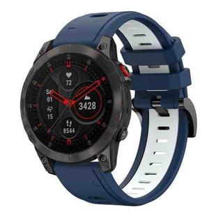 For Garmin EPIX Gen 2 22mm Two-Color Sports Silicone Watch Band(Midnight Blue + White)