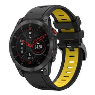 For Garmin EPIX Gen 2 22mm Two-Color Sports Silicone Watch Band(Black+Yellow)