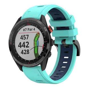 For Garmin Approach S62 22mm Two-Color Sports Silicone Watch Band(Mint Green + Blue)