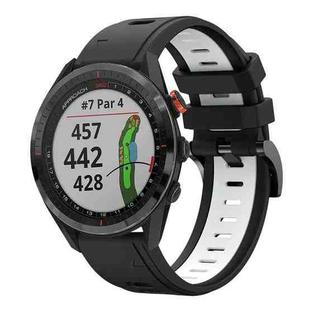 For Garmin Approach S62 22mm Two-Color Sports Silicone Watch Band(Black+White)