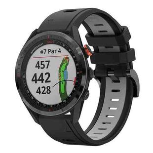 For Garmin Approach S62 22mm Two-Color Sports Silicone Watch Band(Black+Grey)