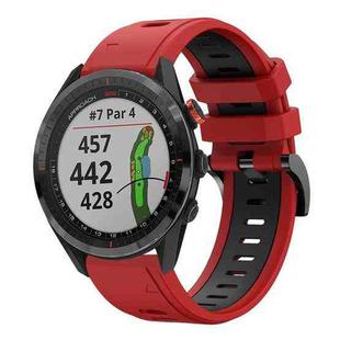 For Garmin Approach S62 22mm Two-Color Sports Silicone Watch Band(Red+Black)