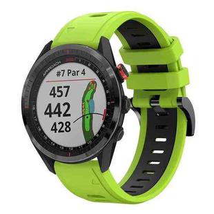 For Garmin Approach S62 22mm Two-Color Sports Silicone Watch Band(Lime Green + Black)