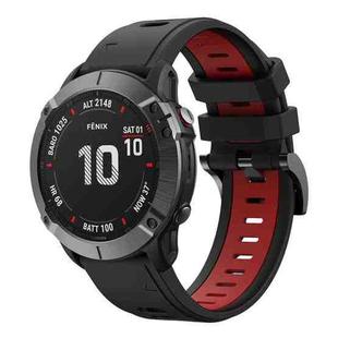 For Garmin Fenix 6 GPS 22mm Two-Color Sports Silicone Watch Band(Black+Red)