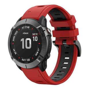 For Garmin Fenix 6 GPS 22mm Two-Color Sports Silicone Watch Band(Red+Black)