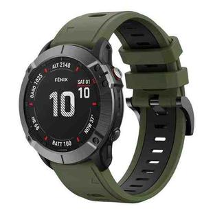 For Garmin Fenix 6 GPS 22mm Two-Color Sports Silicone Watch Band(Army Green + Black)