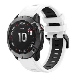 For Garmin Fenix 6 Pro GPS 22mm Two-Color Sports Silicone Watch Band(White+Black)